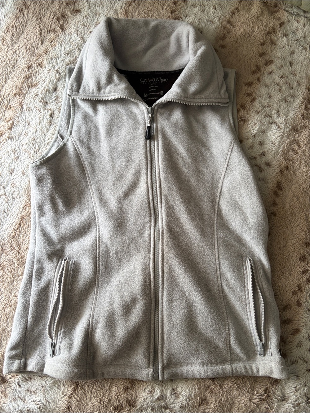 Calvin Klein Light Gray Fleece Zip-Front Vest
